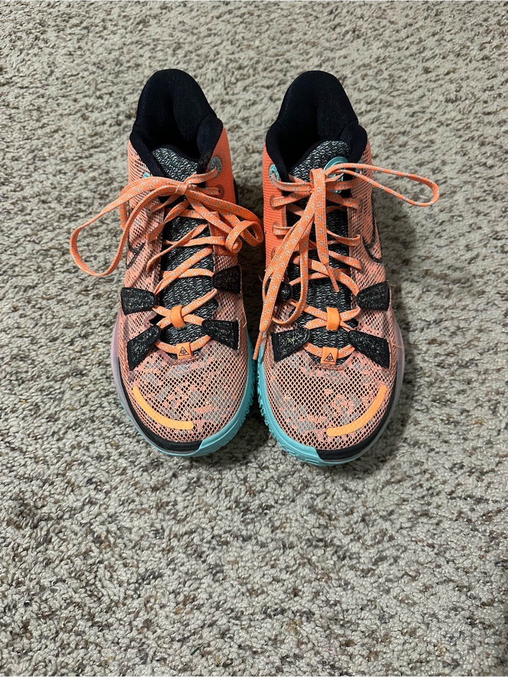 Kyrie Irving Women’s Peach and Teal Basketball Sneakers